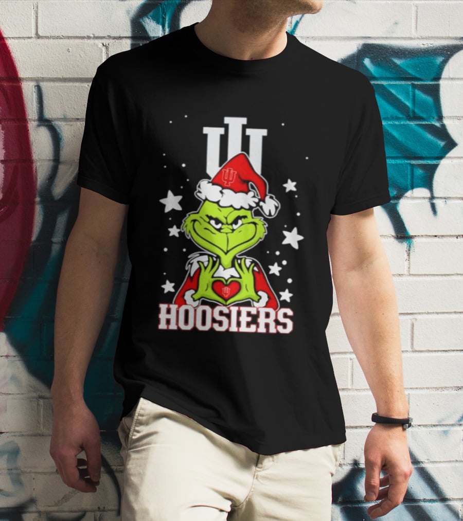 Indiana Hoosiers Grinch Christmas Love Hands 2026 Football T-Shirt
