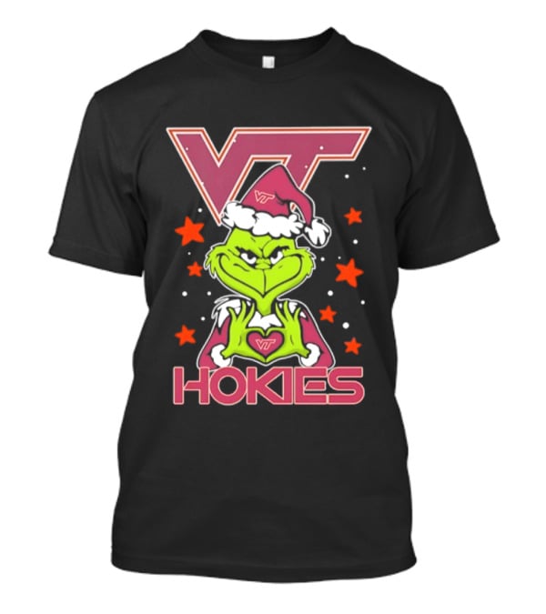 Virginia Tech Hokies Grinch Christmas Love Hands Football 2026 T-Shirt