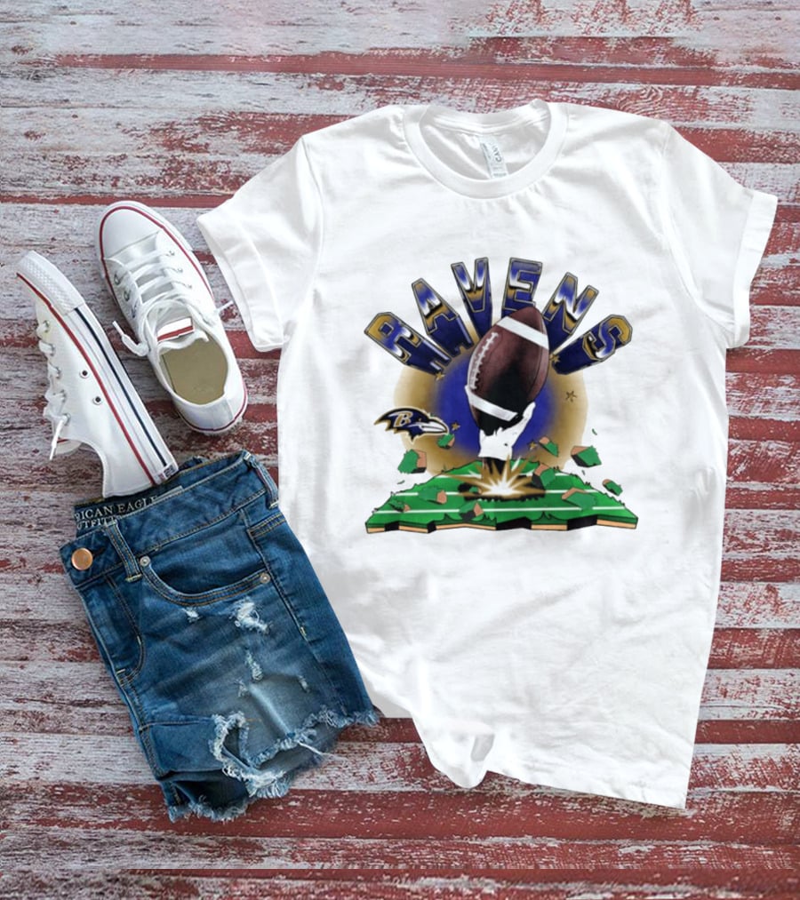 Ravens 2026 Explode Clubhouse Logo With Football And Hand Iconic Team T-Shirt