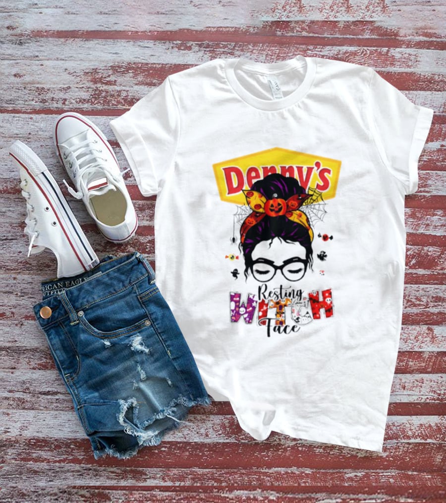Denny's Resting Witch Face Halloween 2026 Pumpkin Headband And Web Glasses T-Shirt