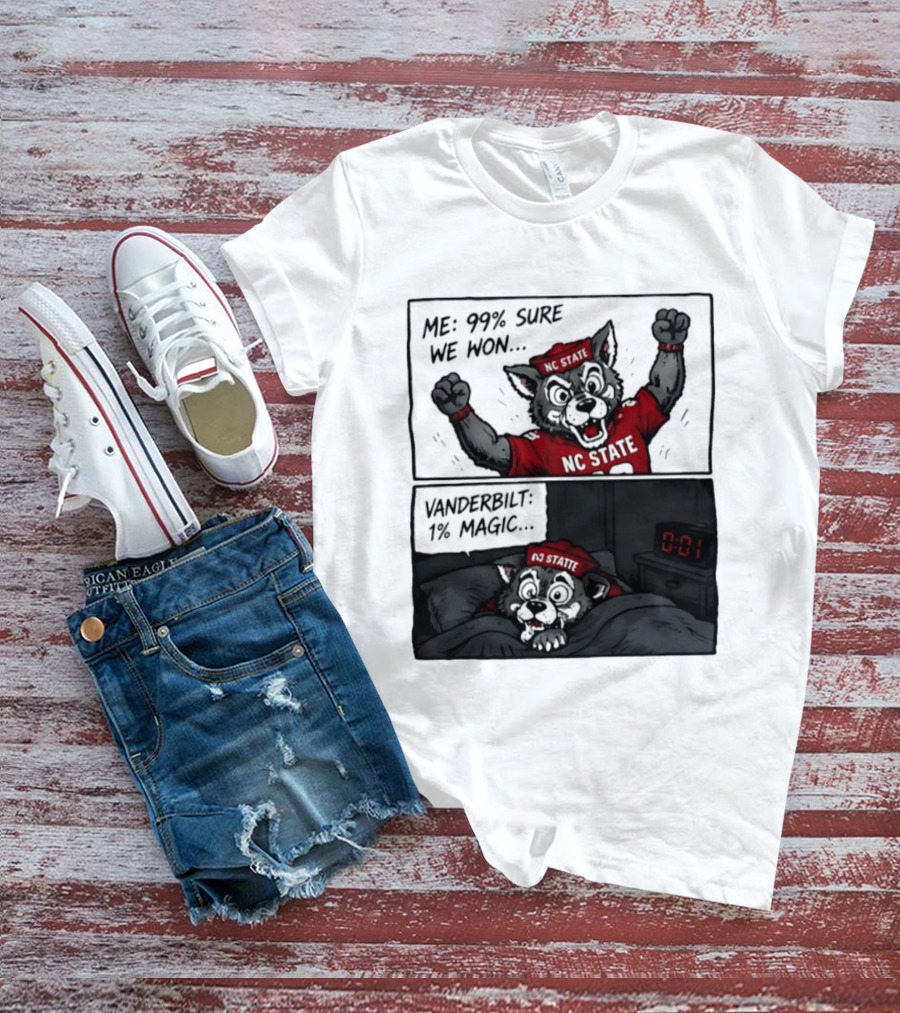 NC State Wolfpack 99 Percent Sure We Won Vanderbilt 1 Percent Magic Comic T-Shirt