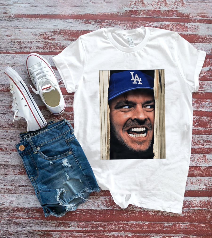 Jack Torrance LA Dodgers Hat Here's Johnny The Shining Baseball T-Shirt