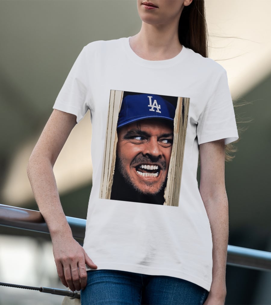 Jack Torrance LA Dodgers Hat Here's Johnny The Shining Baseball T-Shirt