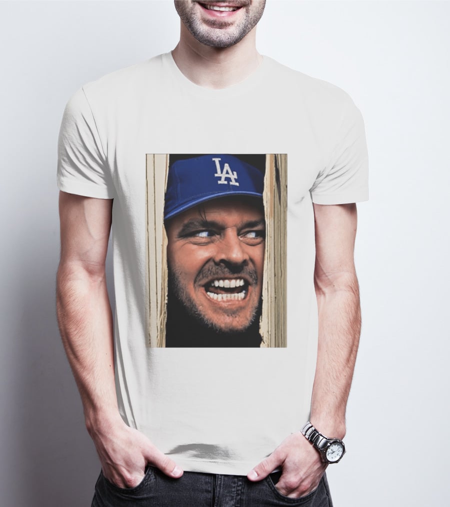Jack Torrance LA Dodgers Hat Here's Johnny The Shining Baseball T-Shirt