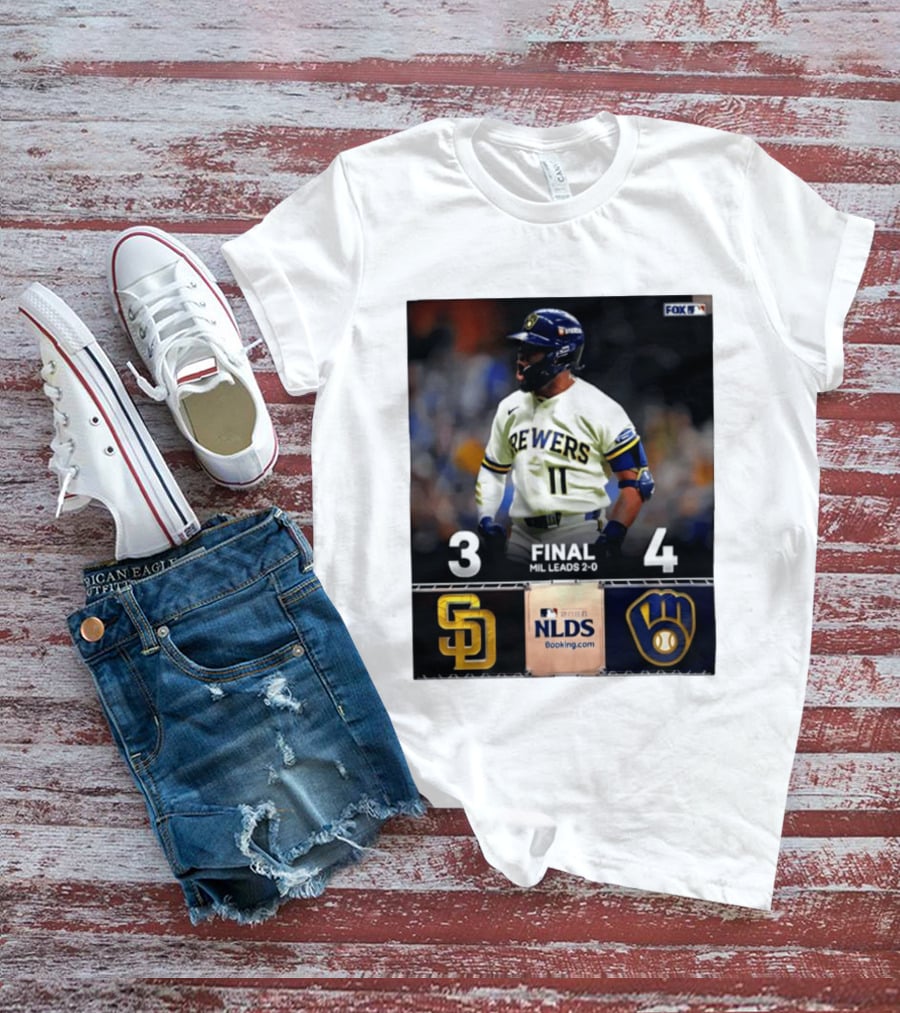 Milwaukee Brewers Vs San Diego Padres 4 3 Game 2 2026 NLDS Final Score MIL Leads 2 0 T-Shirt
