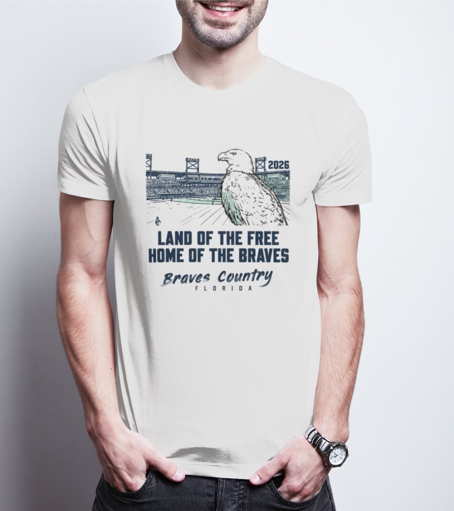 Land Of The Free Home Of The Braves Country Florida Eagle 2023 T-Shirt