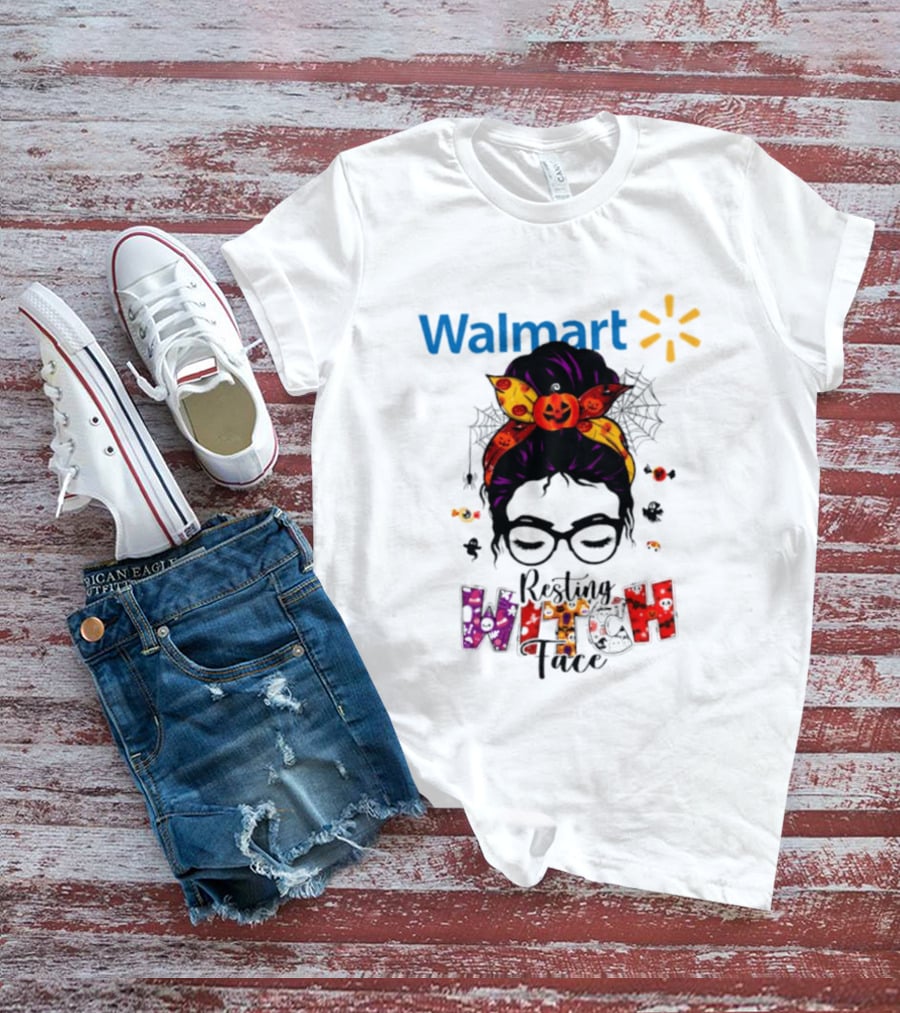 Walmart Resting Witch Face Halloween 2026 Pumpkin Glasses Fun T-Shirt