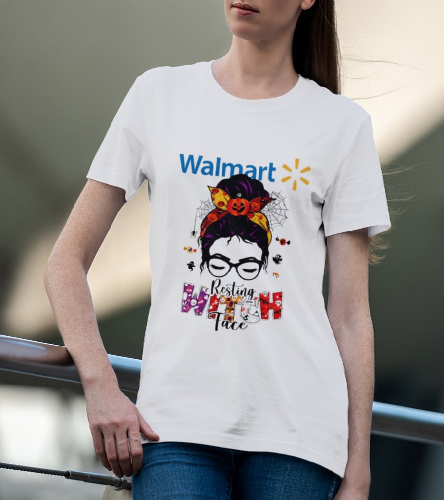 Walmart Resting Witch Face Halloween 2026 Pumpkin Glasses Fun T-Shirt