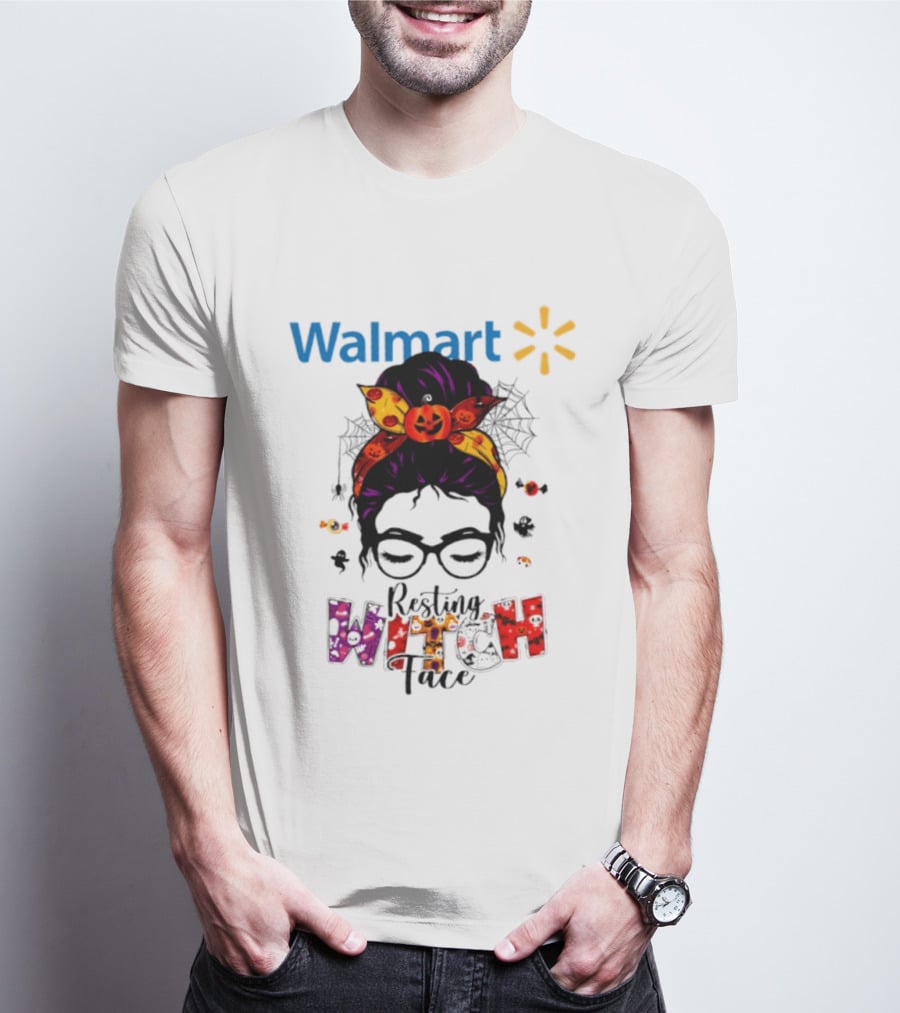 Walmart Resting Witch Face Halloween 2026 Pumpkin Glasses Fun T-Shirt