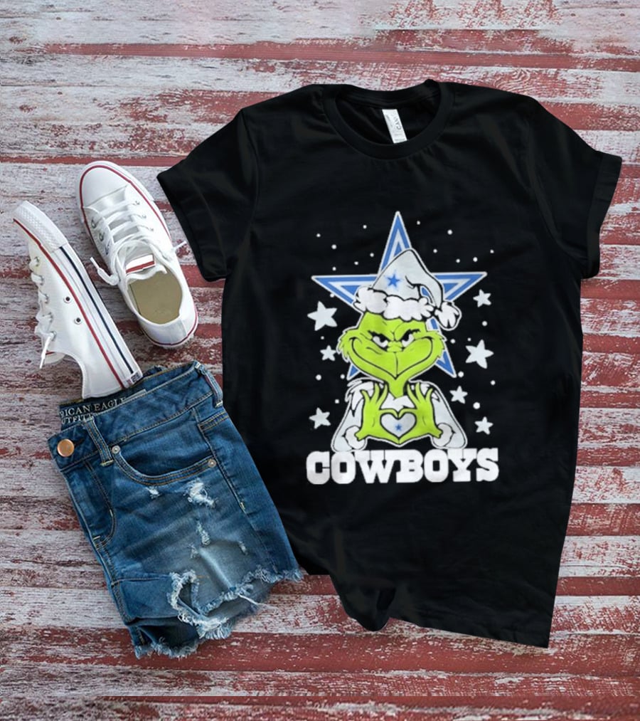 Dallas Cowboys Grinch Love Hands Christmas Star 2026 Football T-Shirt