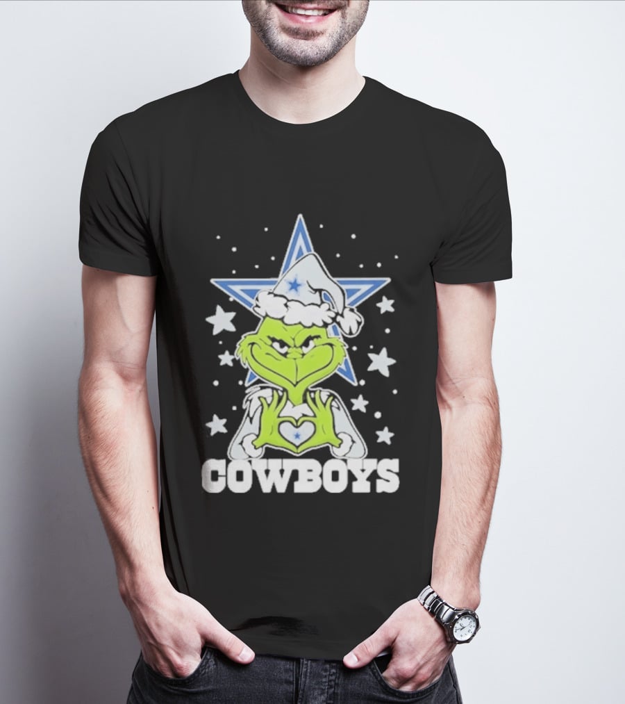 Dallas Cowboys Grinch Love Hands Christmas Star 2026 Football T-Shirt