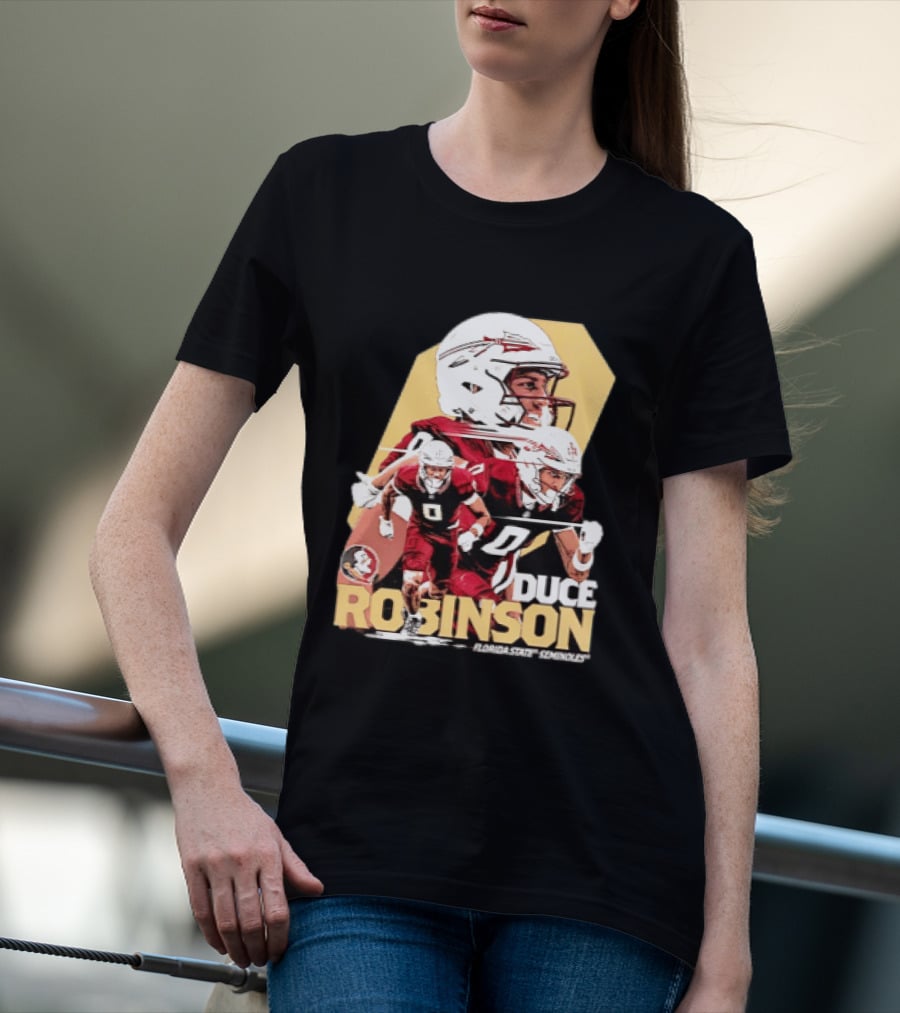 Duce Robinson Florida State Seminoles Football NCAA Player Action Montage T-Shirt