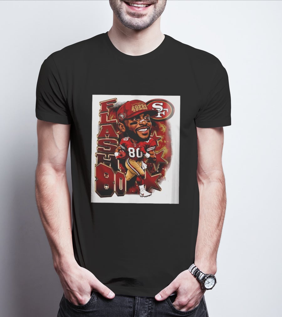 Flash Jerry Rice 80 San Francisco 49ers Caricature SF T-Shirt
