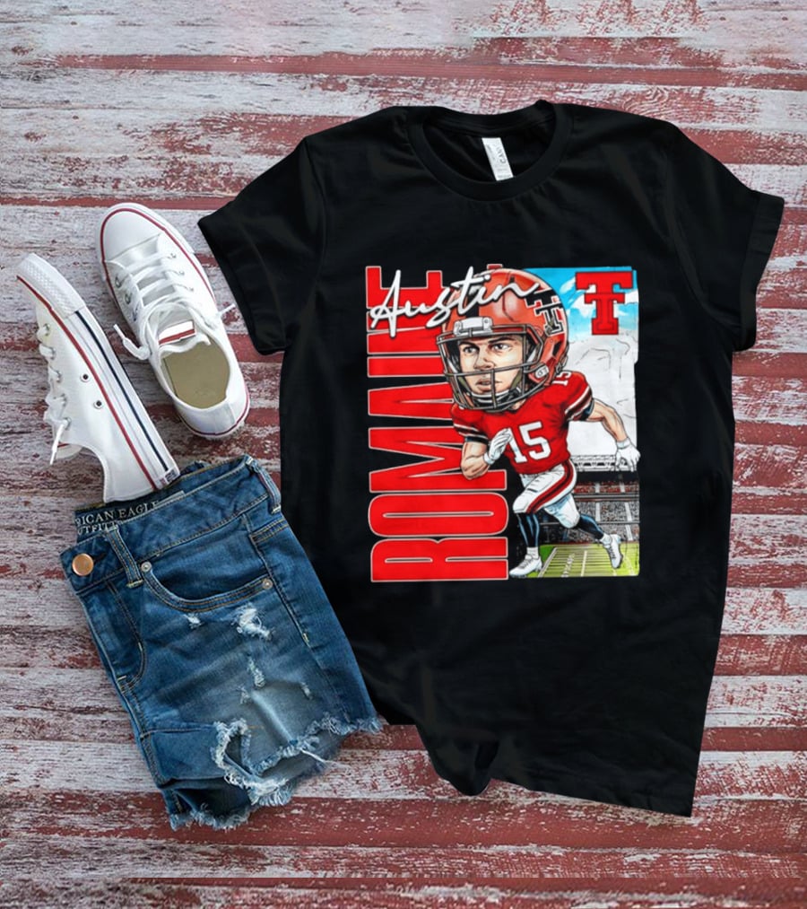 Austin Romaine Texas Tech Red Raiders Football NCAA Stadium Caricature T-Shirt