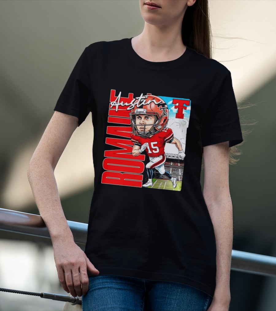 Austin Romaine Texas Tech Red Raiders Football NCAA Stadium Caricature T-Shirt