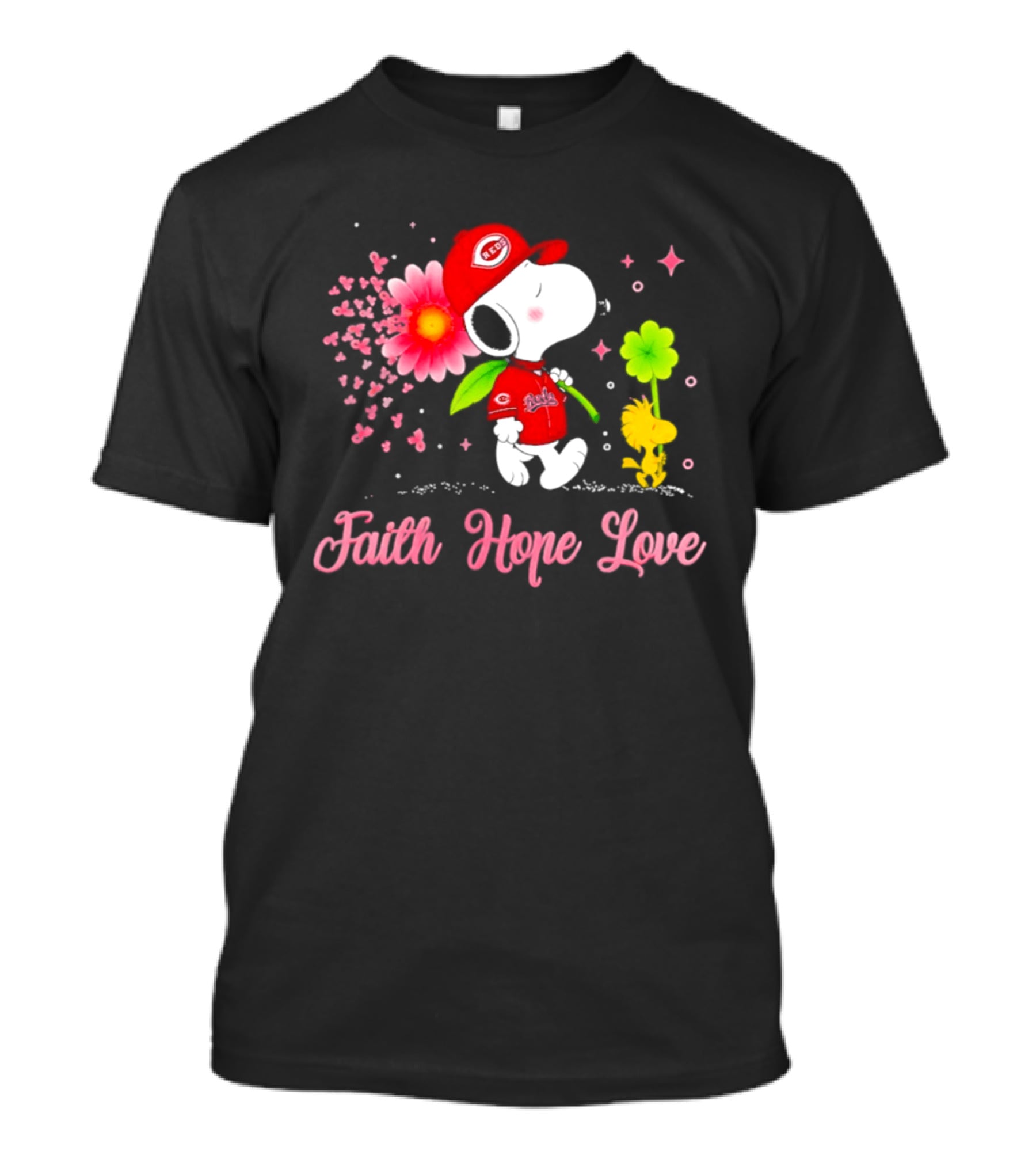 Cincinnati Reds Snoopy Faith Hope Love Breast Cancer Awareness 2026 T-Shirt