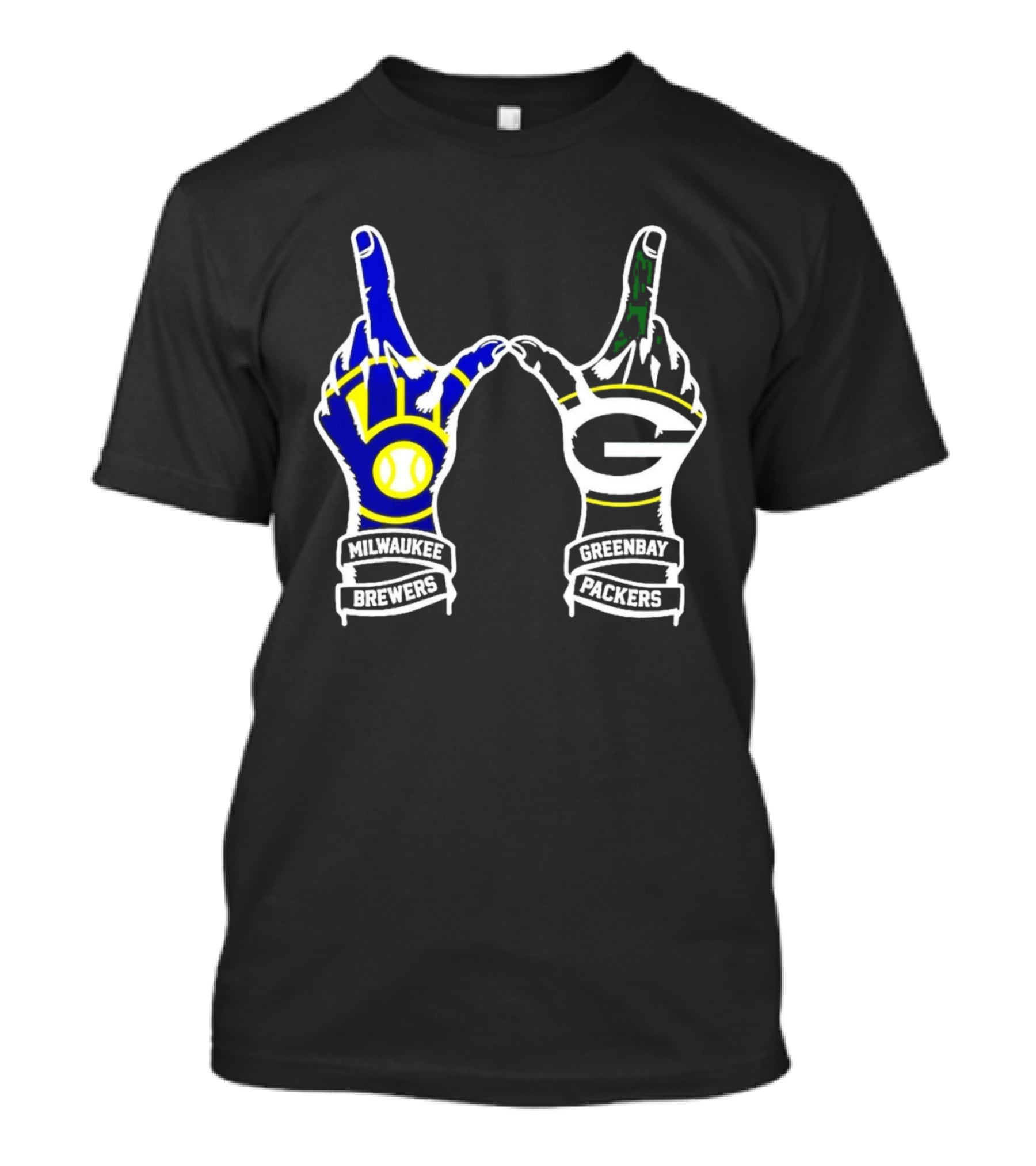Milwaukee Brewers And Green Bay Packers Hand Gesture Wisconsin Sports Pride T-Shirt