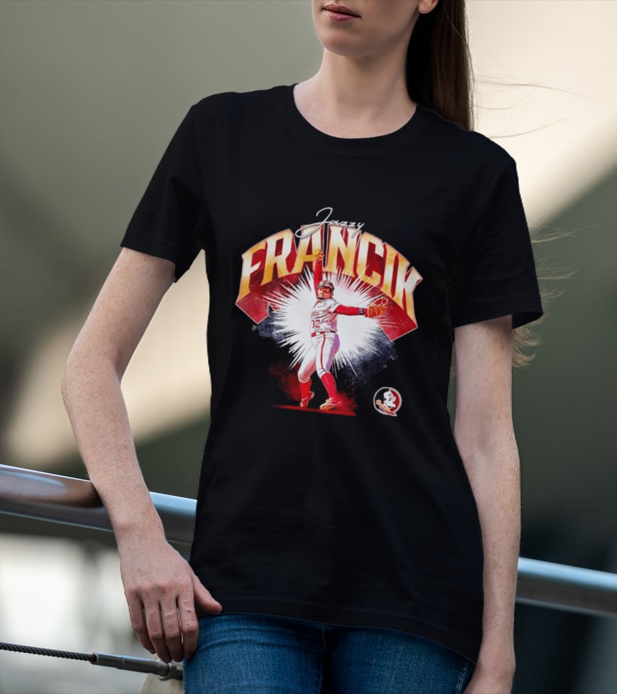 Jazzy Francik Florida State Seminoles Softball NCAA Player 32 Pitching Action Burst T-Shirt