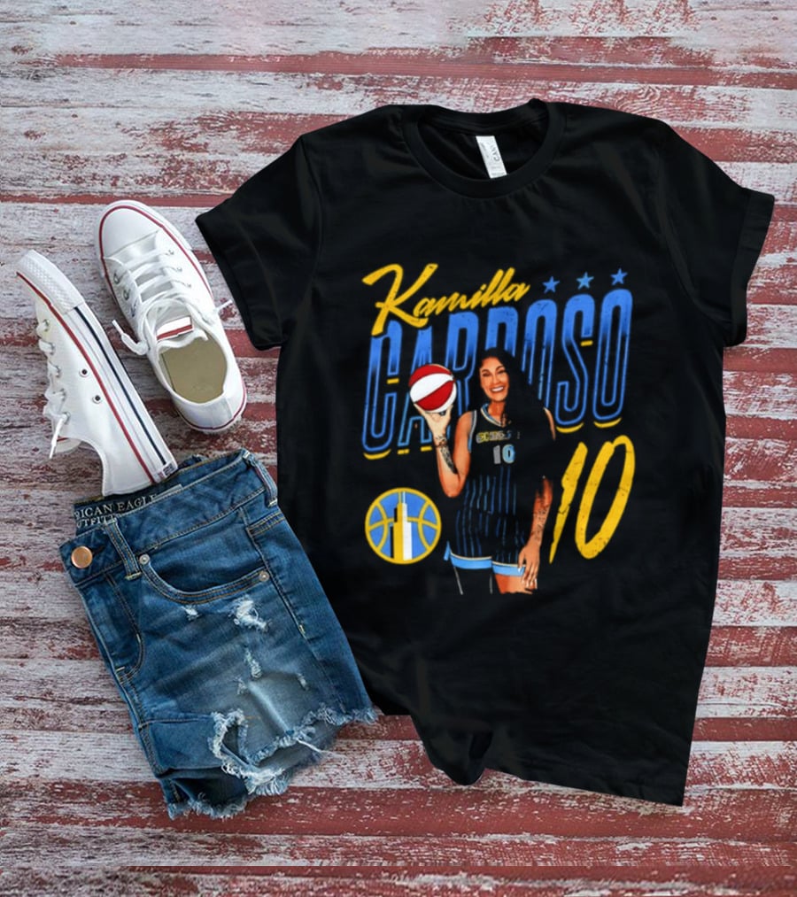 Kamilla Cardoso Chicago Sky 10 WNBA Player With Basketball T-Shirt