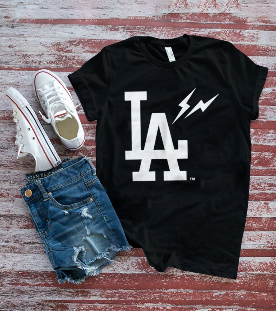 Los Angeles Dodgers Fragment LA Thunder Lightning Bolt T-Shirt