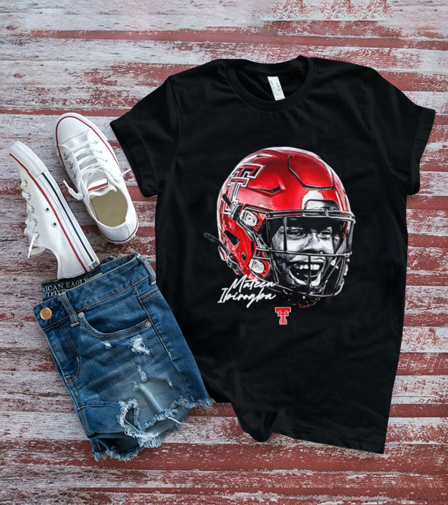 Mateen Ibirogba Texas Tech Red Raiders Football NCAA Game Face Helmet TTU T-Shirt