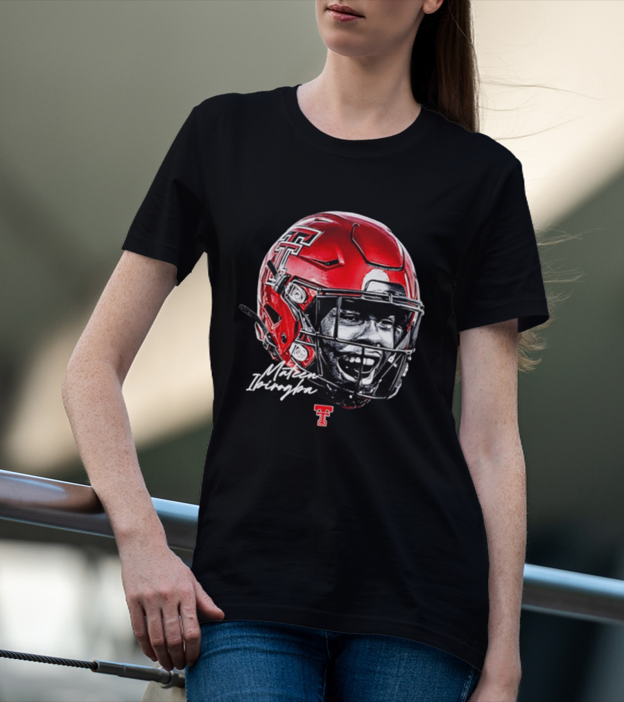 Mateen Ibirogba Texas Tech Red Raiders Football NCAA Game Face Helmet TTU T-Shirt