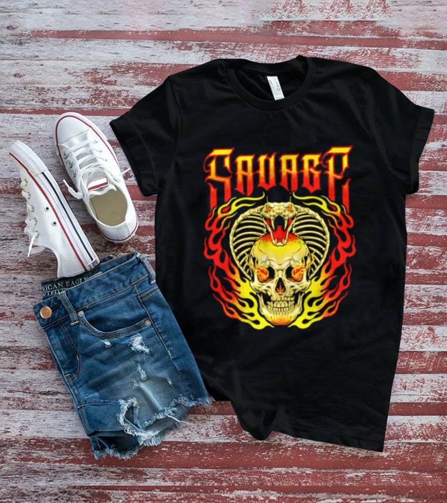 Savage Cobra Skull Fire Fusion Streetwear T-Shirt