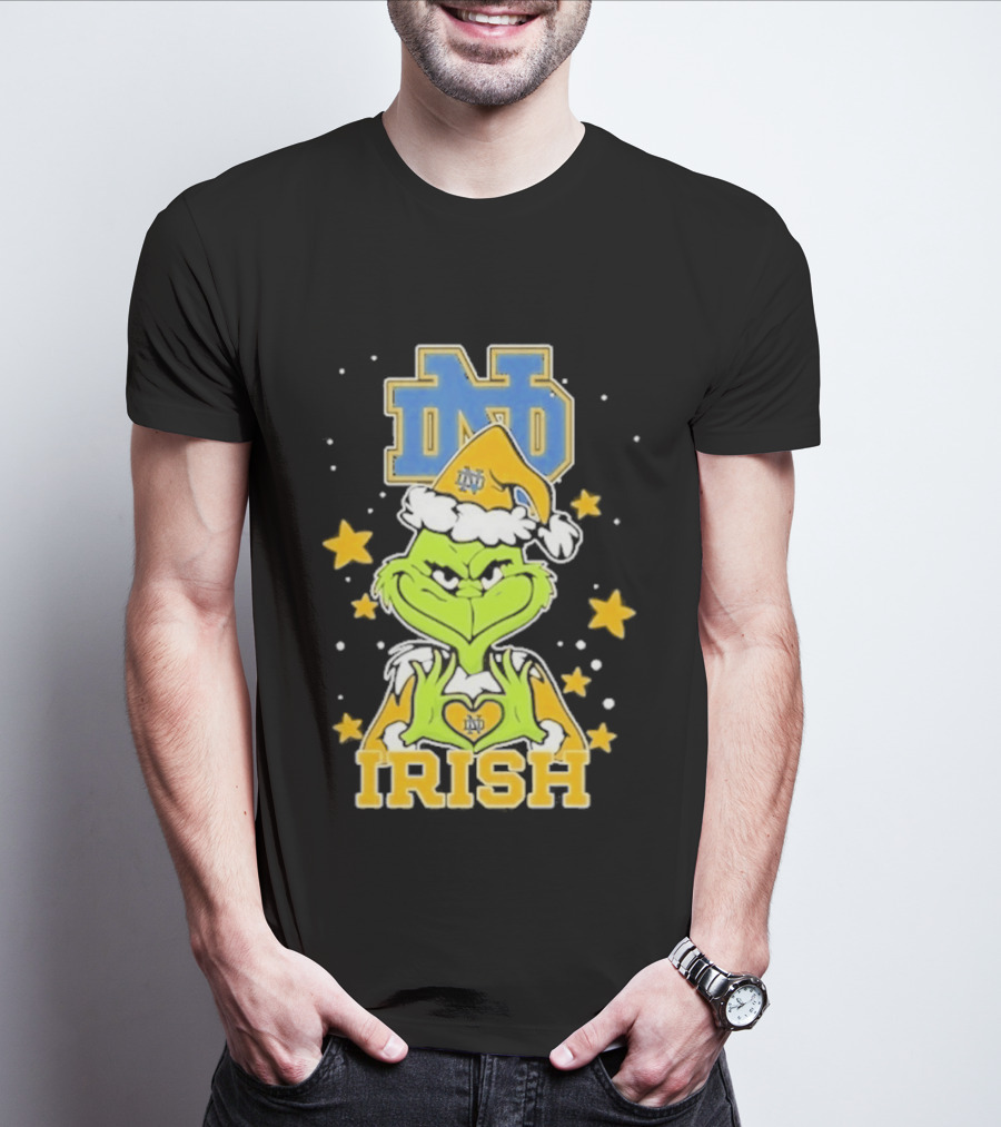 Notre Dame Fighting Irish Grinch Love Hands Christmas 2026 Football T-Shirt