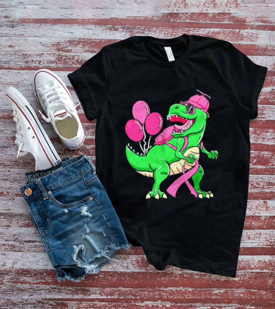 T Rex Party With Pink Balloons And Ribbon Accessories T-Shirt
