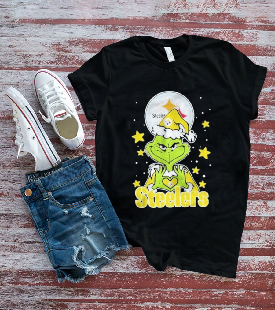 Pittsburgh Steelers Grinch Christmas Love Hands 2026 Football T-Shirt