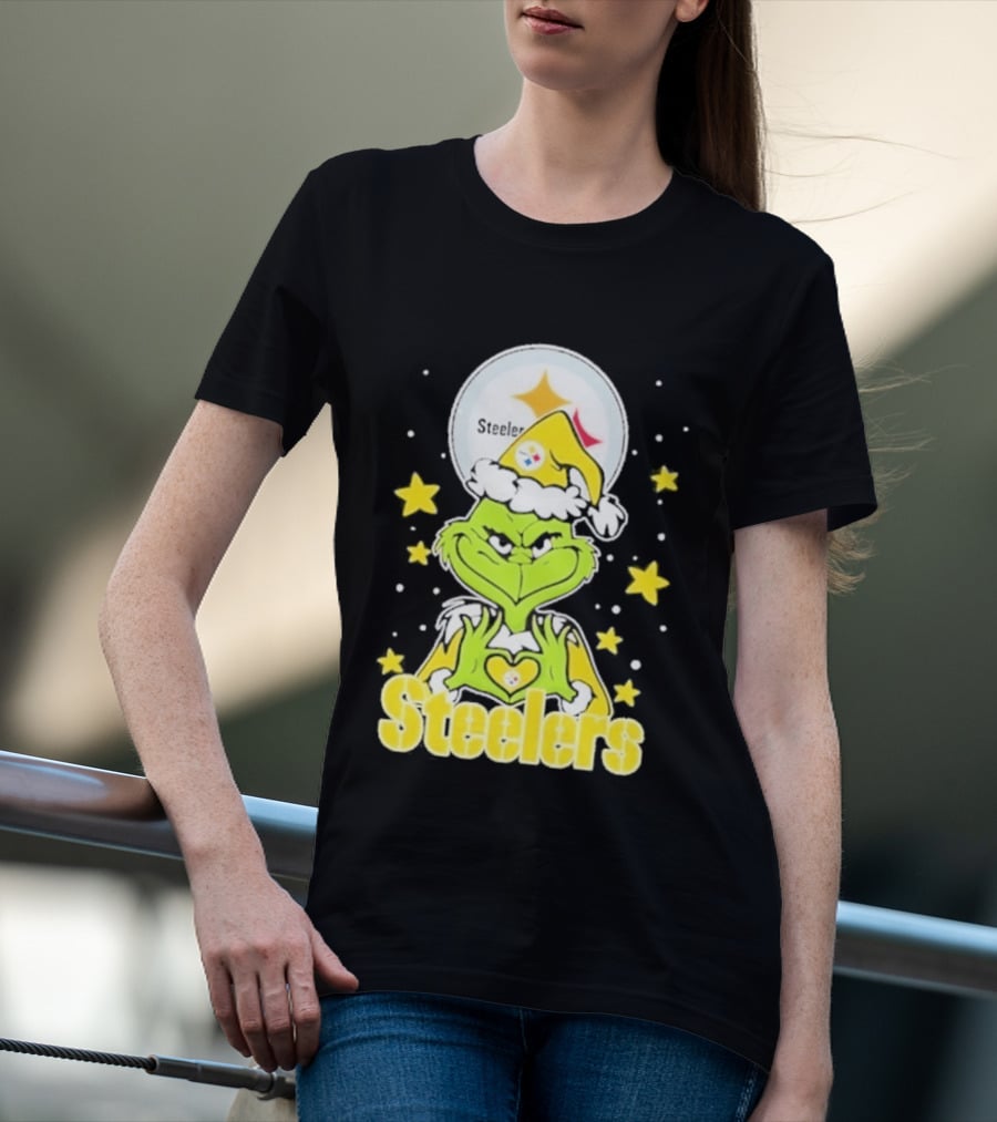 Pittsburgh Steelers Grinch Christmas Love Hands 2026 Football T-Shirt