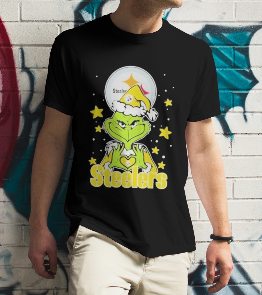 Pittsburgh Steelers Grinch Christmas Love Hands 2026 Football T-Shirt