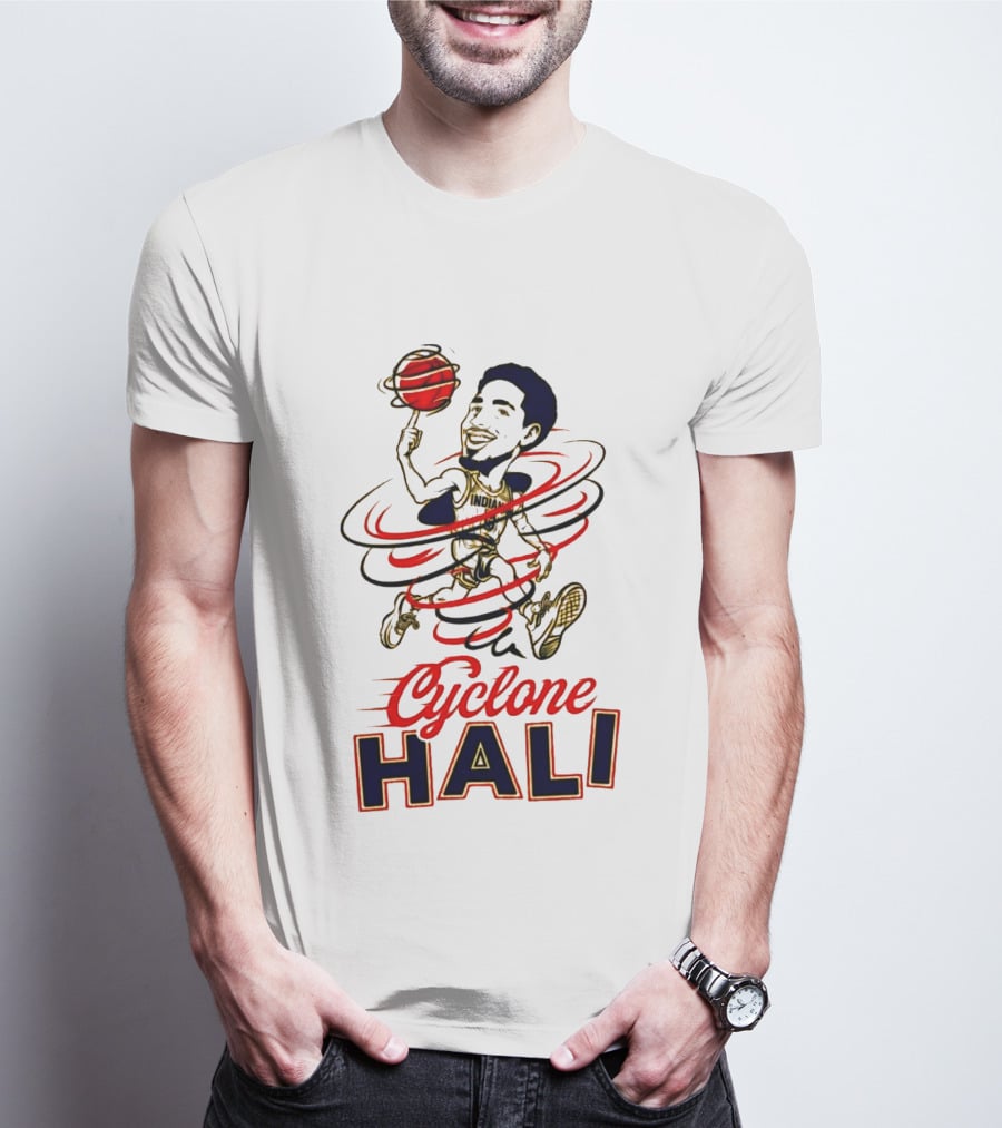 2026 Cyclone Hali Basketball Illustration Red Gold T-Shirt