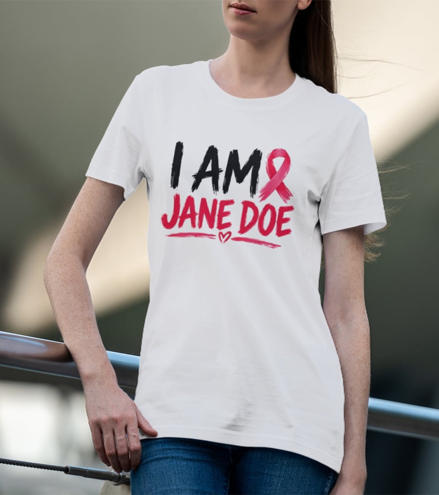 I Am Jane Doe Pink Ribbon Heart Awareness T-Shirt