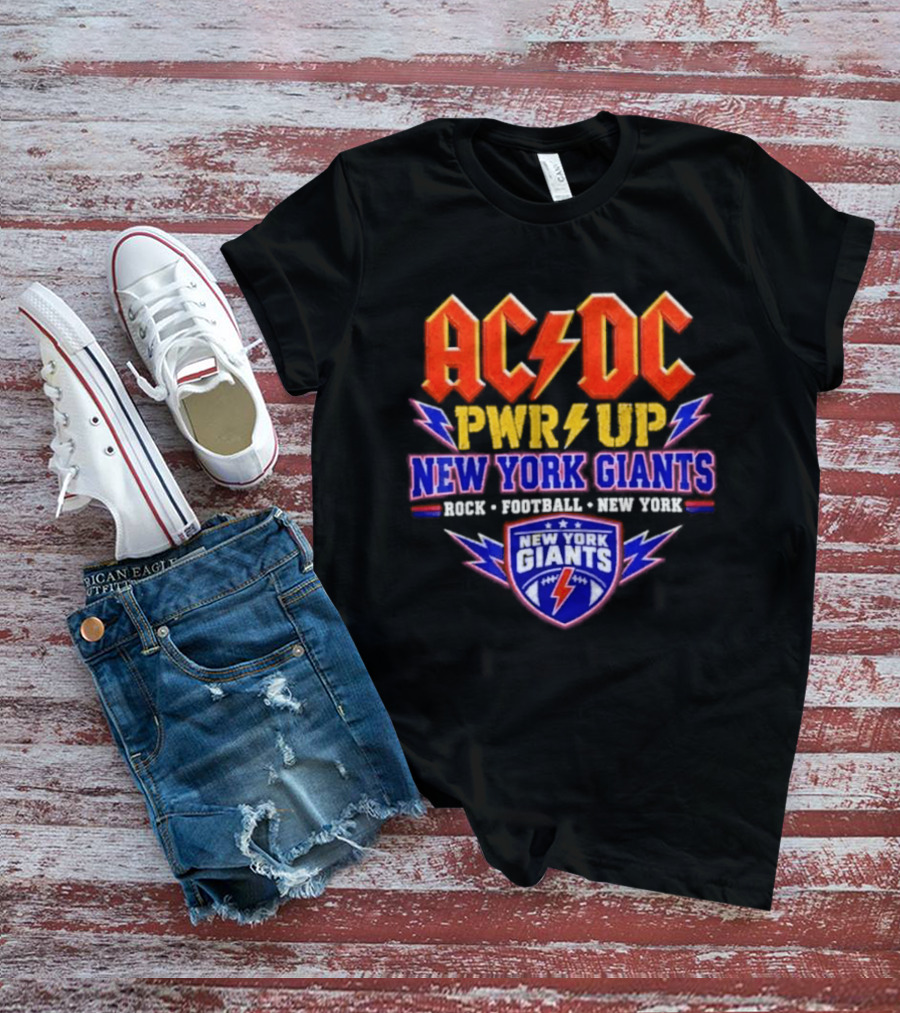 ACDC PWR UP New York Giants Rock Football Tour T-Shirt