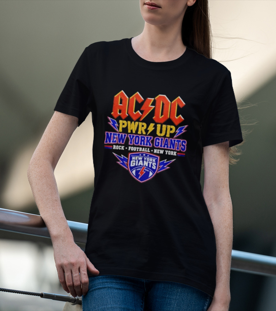 ACDC PWR UP New York Giants Rock Football Tour T-Shirt