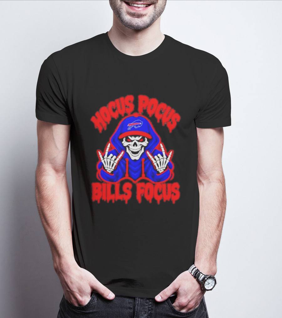 Hocus Pocus Bills Focus Buffalo Bills Skull Skeleton Fan T-Shirt