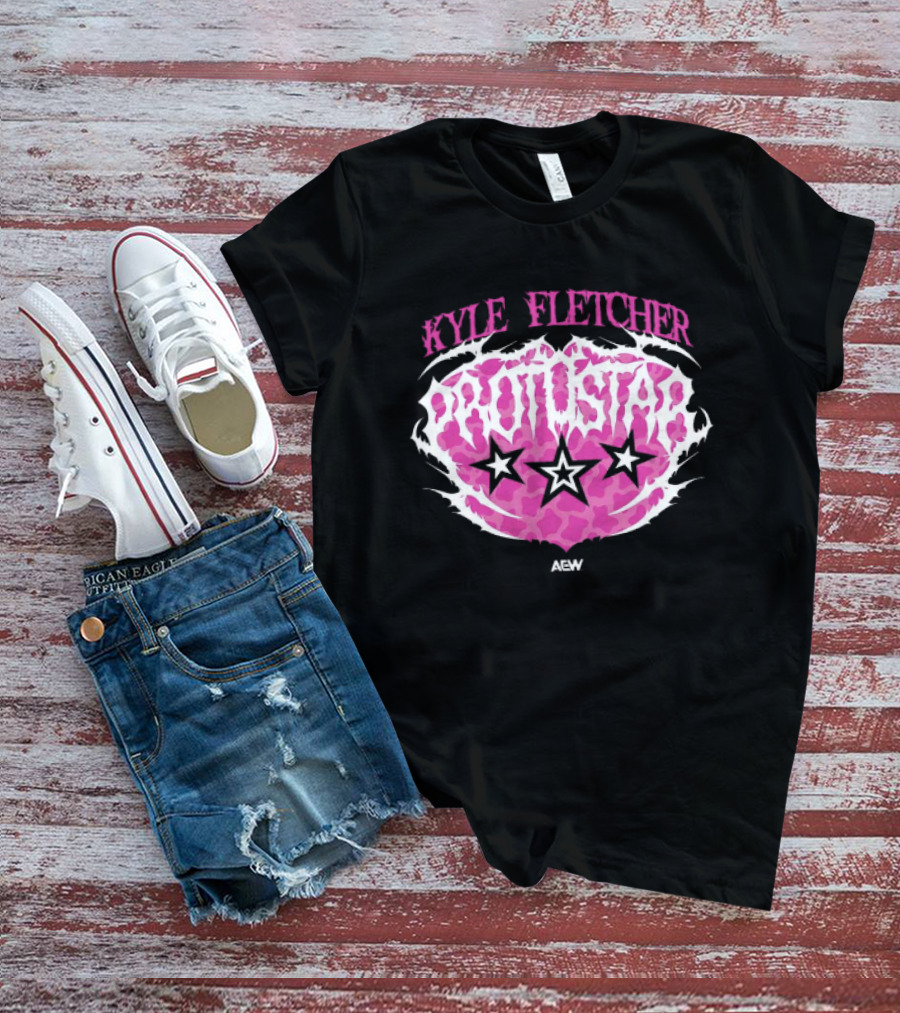 Kyle Fletcher Protostar AEW 2026 Three Stars Retro Pink T-Shirt
