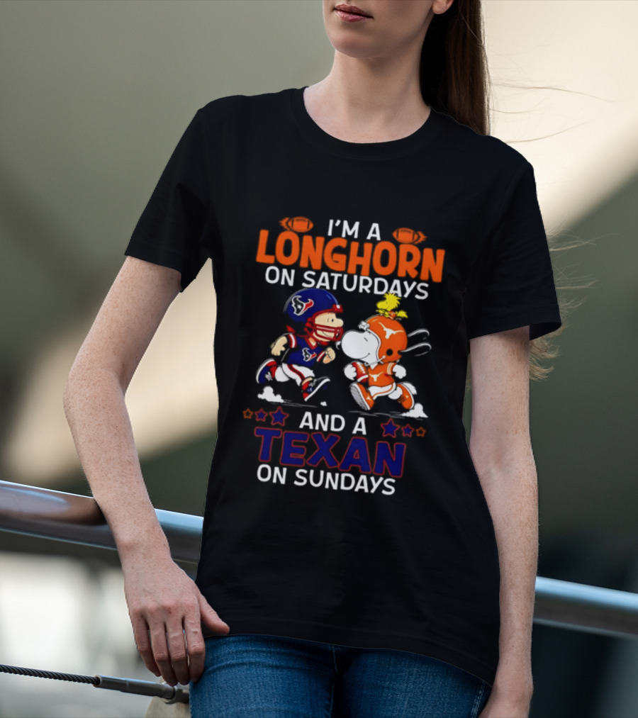 Peanuts I'm A Longhorn On Saturdays And A Texan On Sundays T-Shirt
