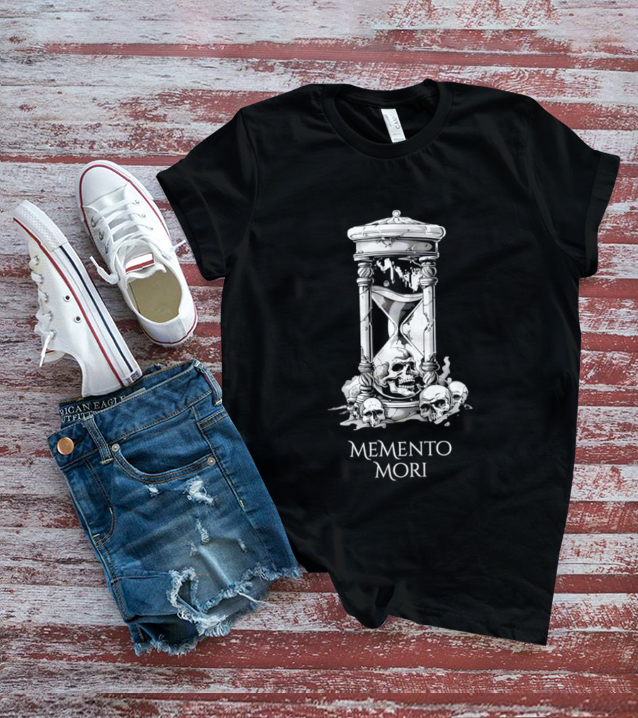 Memento Mori Hourglass Skull Halloween T-Shirt