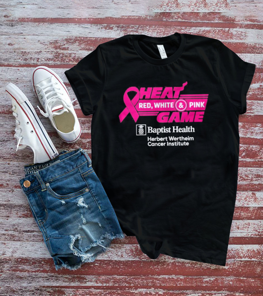 Breast Cancer Awareness Heat Game Red White Pink Baptist Health Herbert Wertheim T-Shirt
