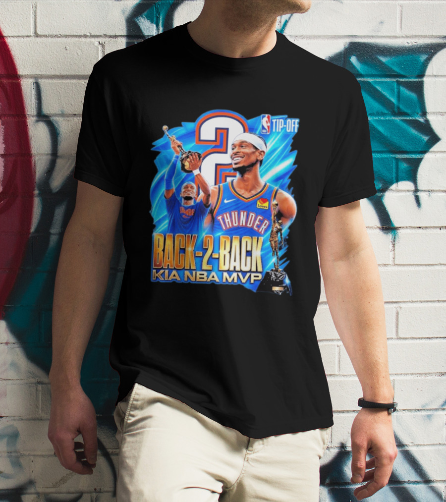 Kia NBA MVP Thunder Back 2 Back Shai Gilgeous Alexander 2026 T-Shirt