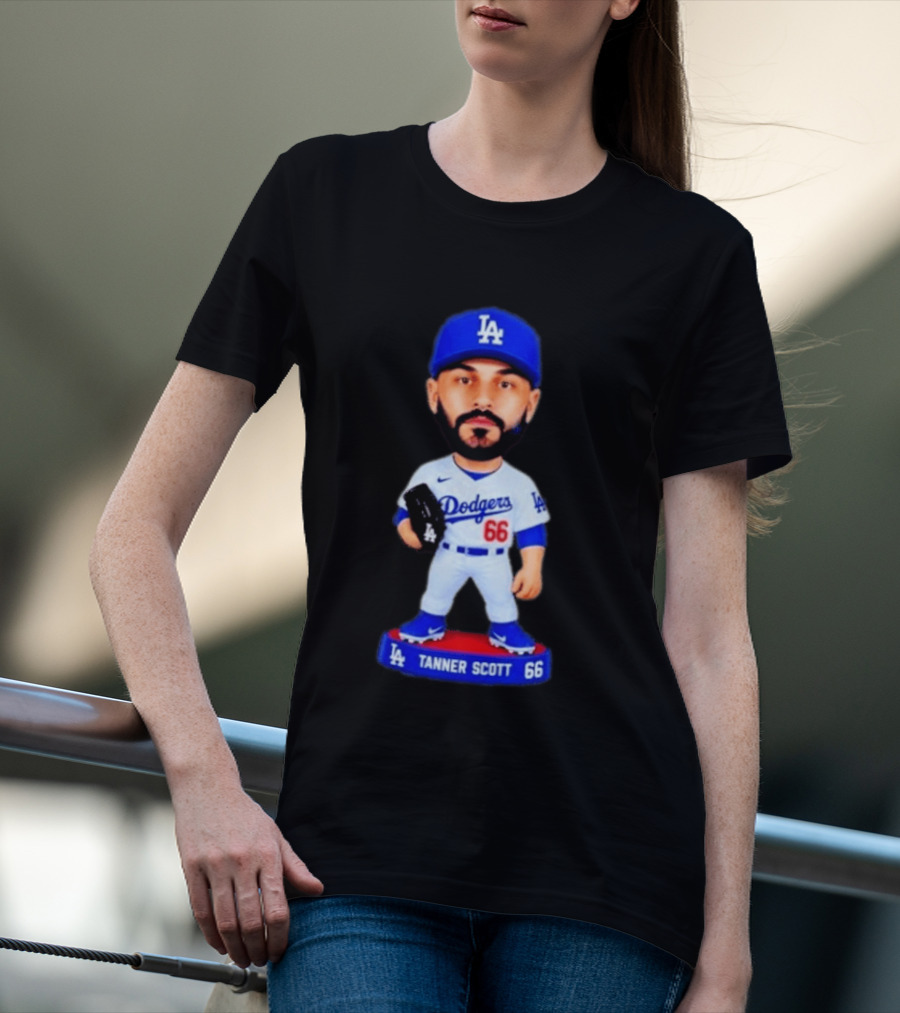 Tanner Scott Los Angeles Dodgers Number 66 Bobblehead Collectible T-Shirt