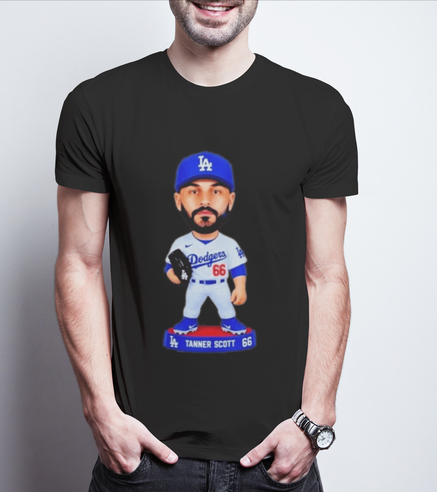Tanner Scott Los Angeles Dodgers Number 66 Bobblehead Collectible T-Shirt