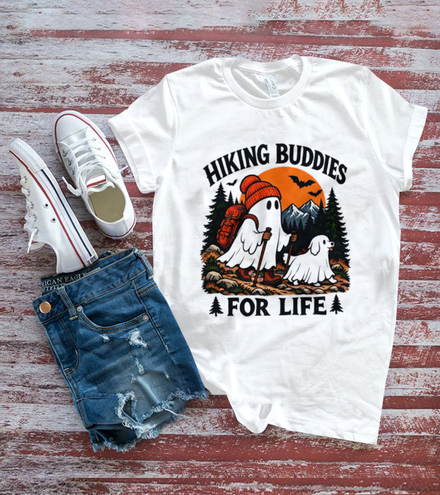 Hiking Buddies For Life Ghost And Dog Halloween Adventure T-Shirt