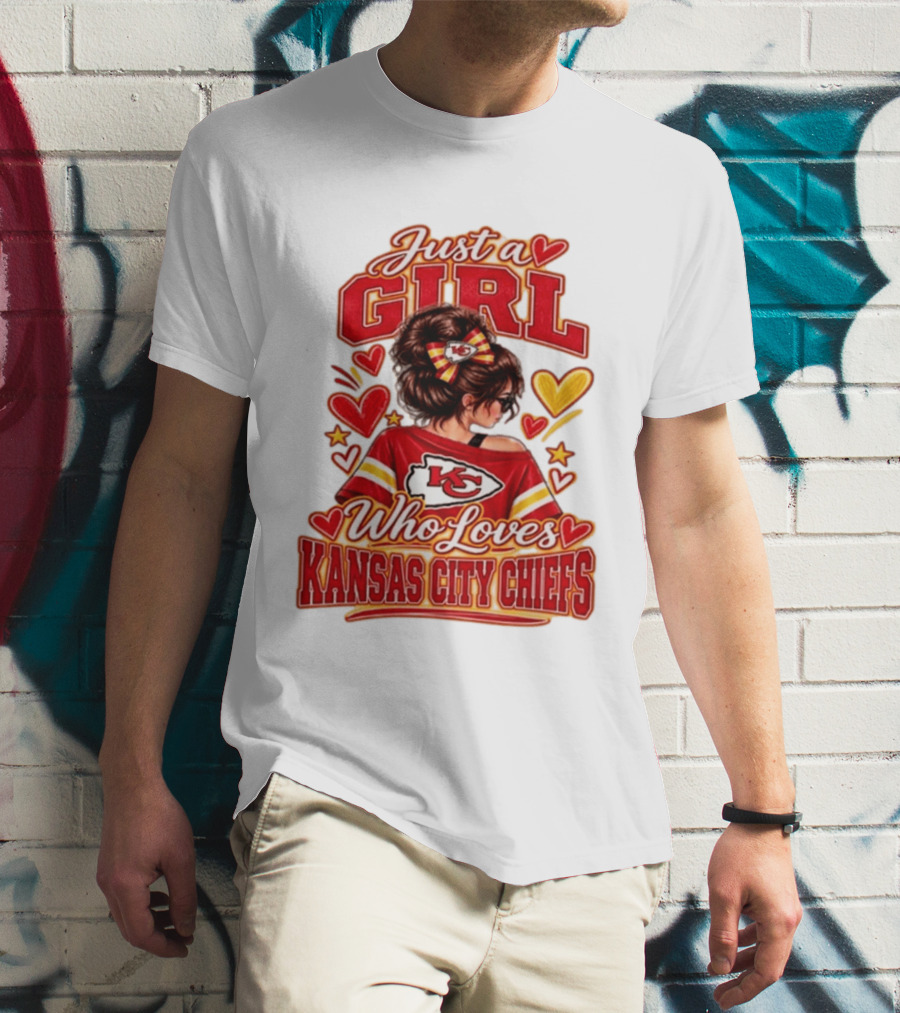 Just A Girl Who Loves Kansas City Chiefs KC Fan Heart Stars T-Shirt