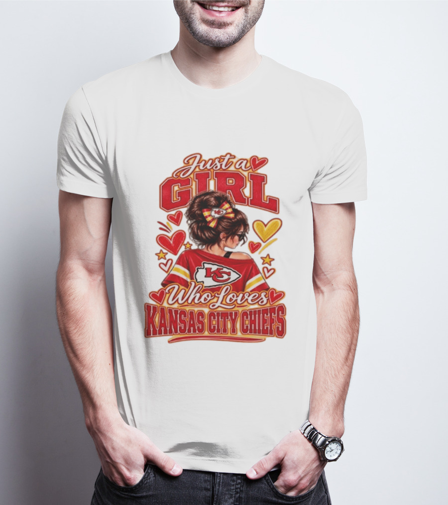 Just A Girl Who Loves Kansas City Chiefs KC Fan Heart Stars T-Shirt