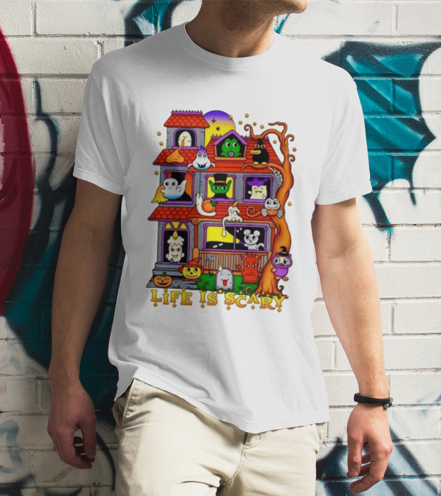 Life Is Scary Spooky Haunted House Halloween T-Shirt