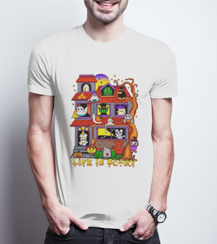 Life Is Scary Spooky Haunted House Halloween T-Shirt