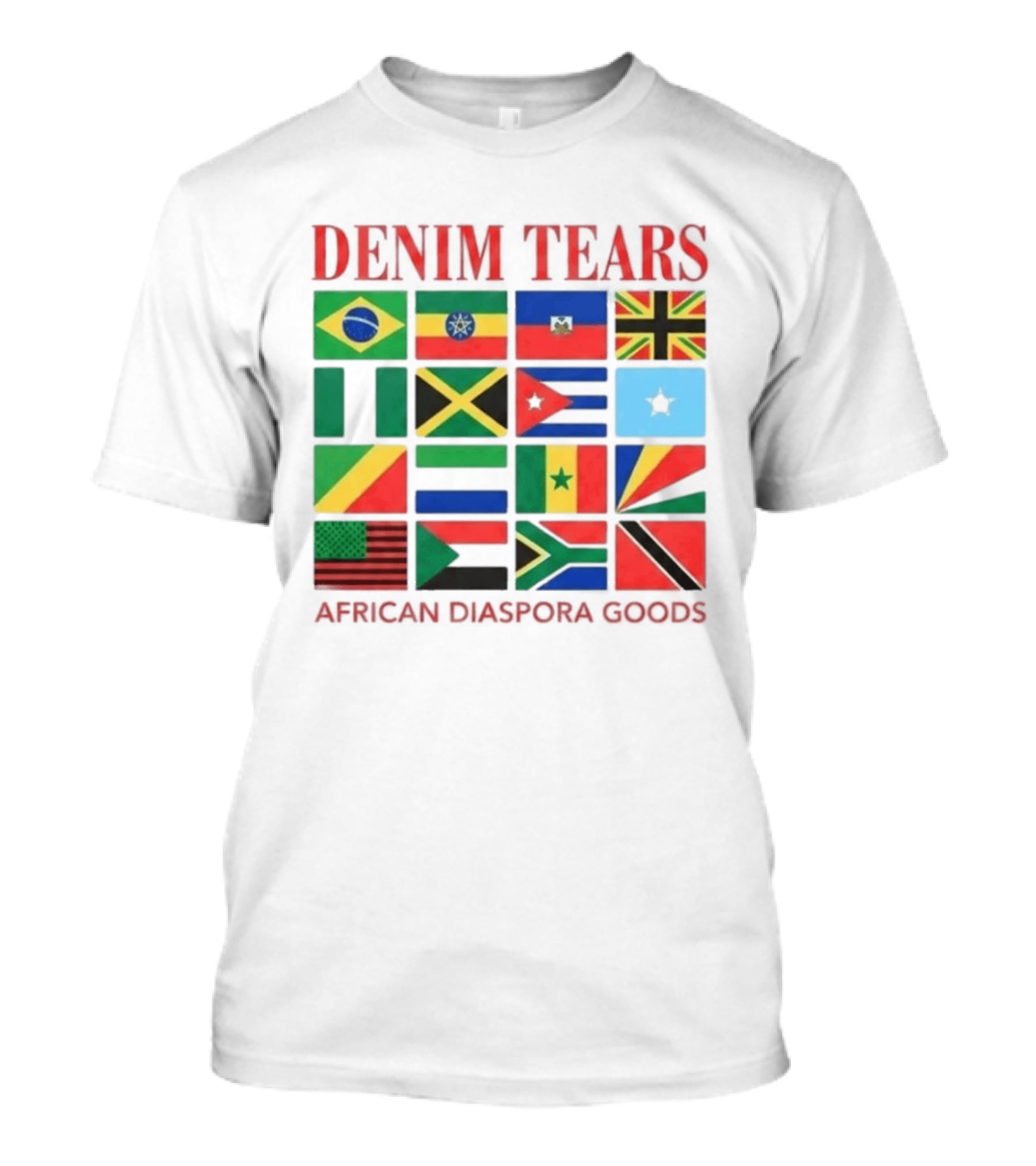Denim Tears African Diaspora Goods Flags Brazil Jamaica Trinidad Haiti Somalia T-Shirt